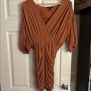 Forever 21 Rust Orange Ruched Mini Dress